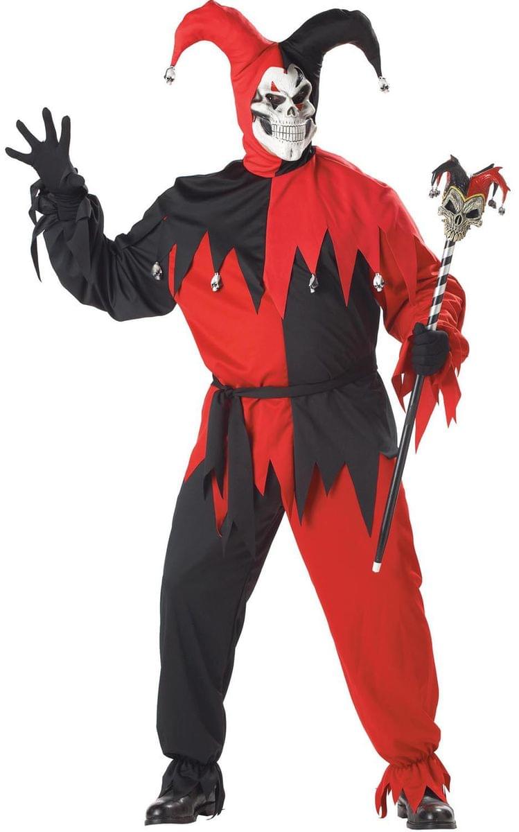 Black & Red Evil Jester Costume Adult Plus XX-Large 48-52