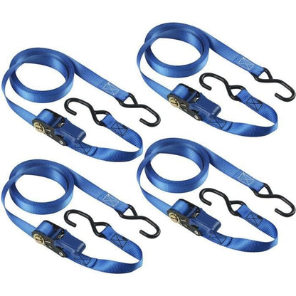 Kit of 4 Lashing Straps - MASTER LOCK - 4367EURDAT - With hooks and ratchet - 5m x 25mm - Blue