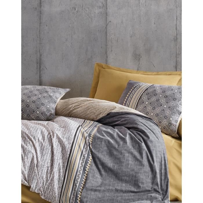 Bedding set - 1 duvet cover 220 x 240 cm + 2 pillowcases 60 x 60 cm - 100% cotton - Grey