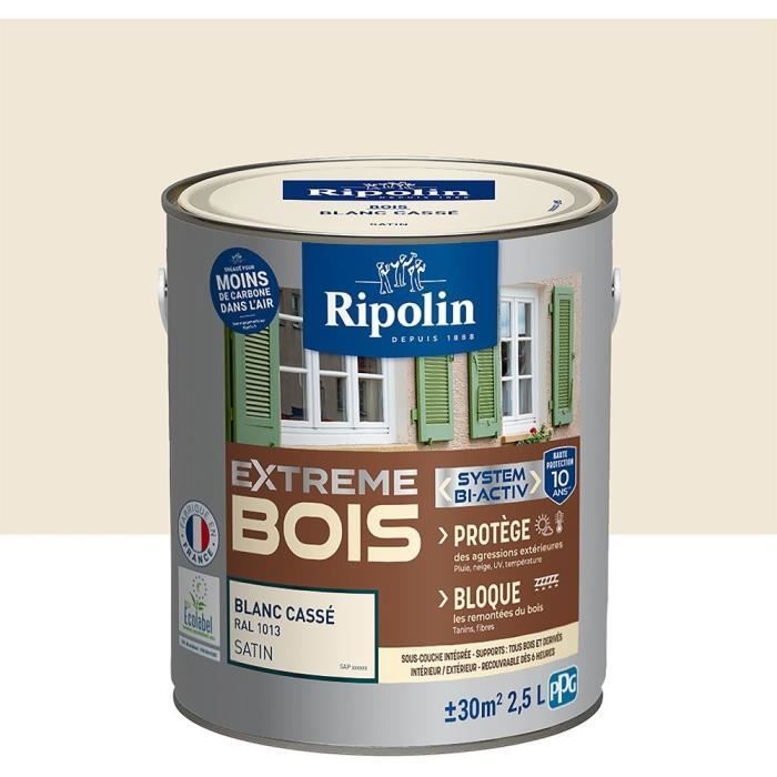 Extreme wood paint - Off-white RAL 1013 satin - RIPOLIN - 2.5 L