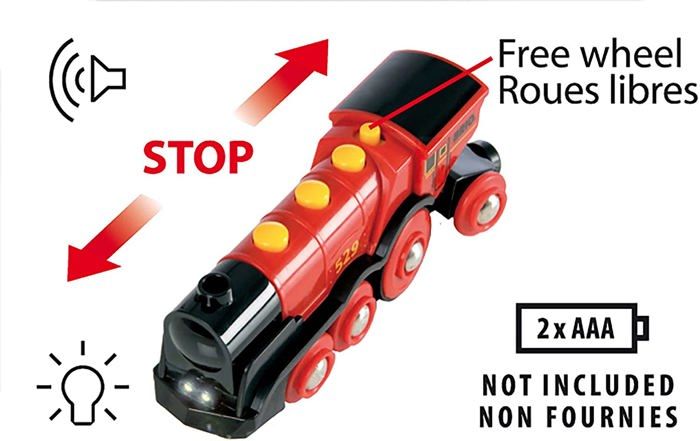 BRIO World - 33592 - Powerful Red Stack Locomotive - Wooden Toy