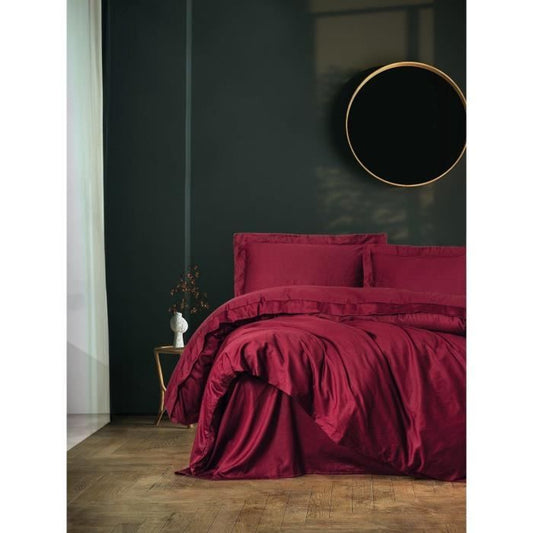 Bedding set - 1 duvet cover 220 x 240 cm + 2 pillowcases 60 x 60 cm - 100% cotton satin - Red