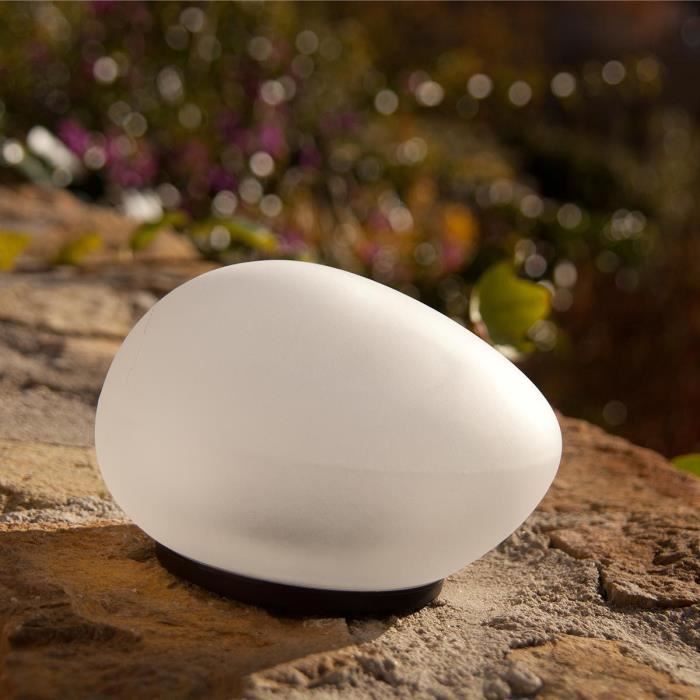 Decorative pebble solar lamp - LUMISKY - SOLENZARA - Ø16 cm - white LED
