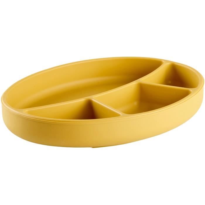 Suction plate - THERMOBABY - Silicone - Honey Yellow - Compartmentalized and non-slip