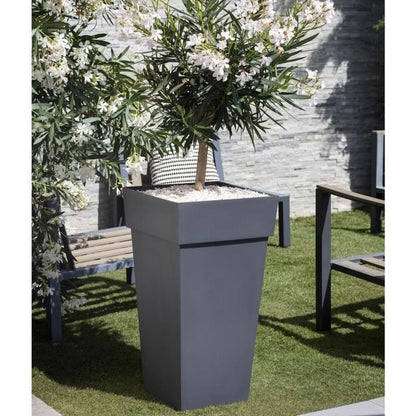Eda XXL Tuscan Flower Pot - Square - 43.3 x 43.3 x H 80 cm - 98 L - Anthracite gray