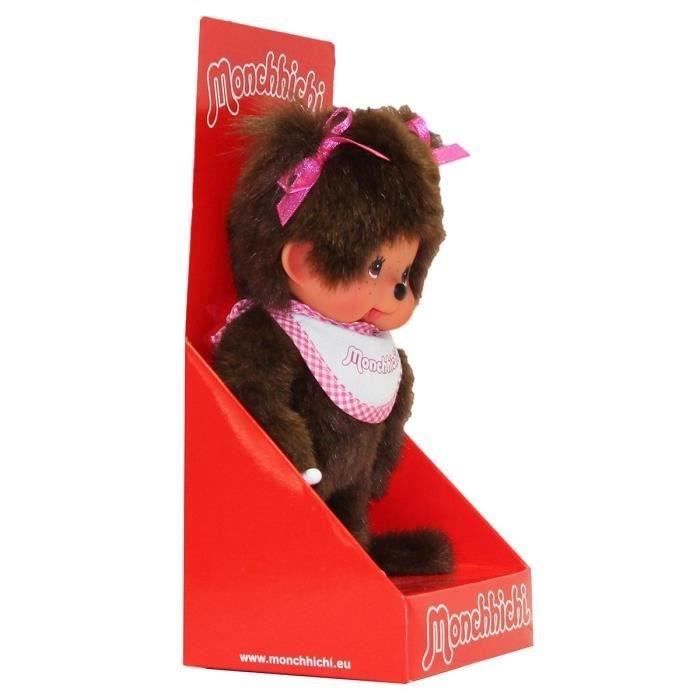 Monchhichi Girl Bib Pink 20 cms