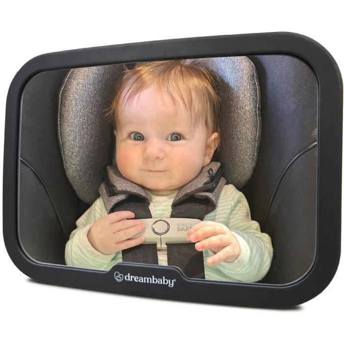 Large rectangular rearview mirror - DREAMBABY - Adjustable for rear seat - 20 x 24 cm - Black
