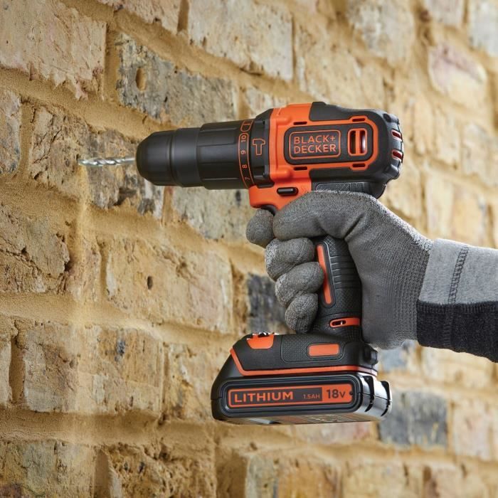 Cordless hammer drill - BLACK & DECKER - BDCHD18S32-QW - 18 V - 1 Battery 1.5 Ah