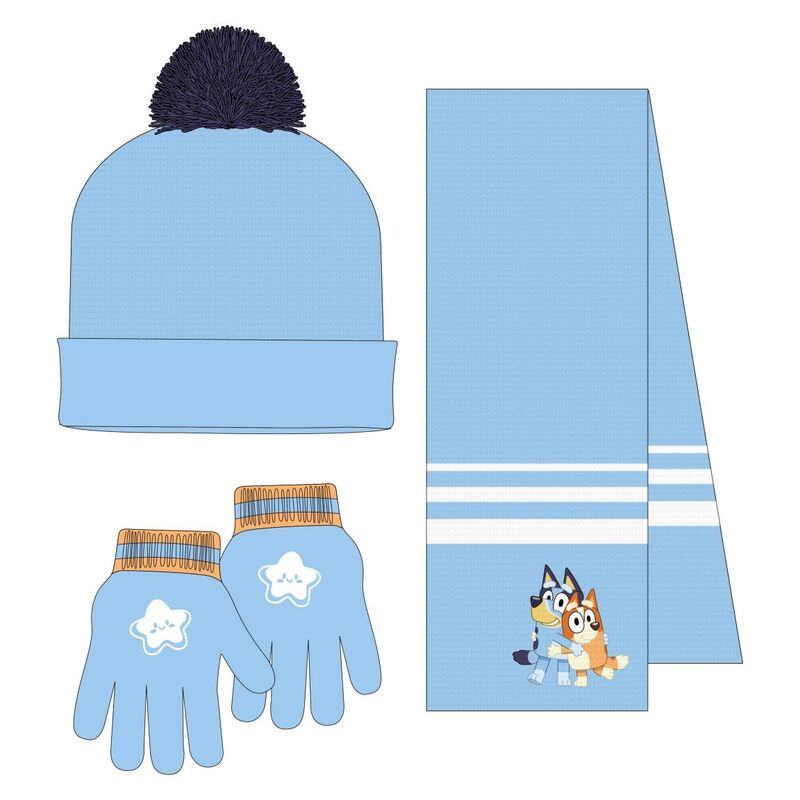 Bluey winter set snood hat gloves