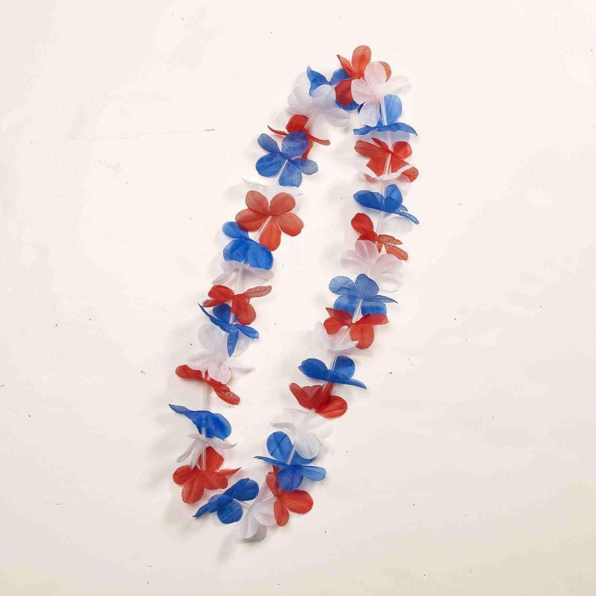 Patriotic Red, White, And Blue Costume Flower Lei One Size Fits Most