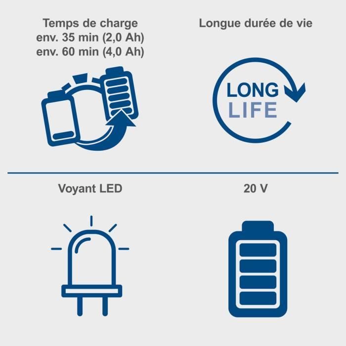 Double charger - SCHEPPACH - 4.5 A - SDBC4.5A - Simultaneously charges two Li-ion batteries from the Scheppach 20V IXES range