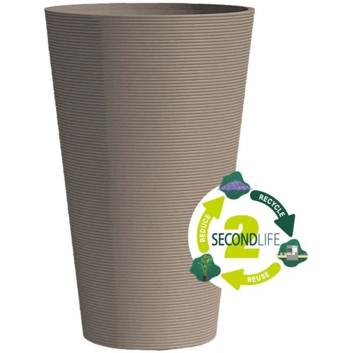 Tall flower pot - GARDEN ID - Green Care Sense Tall Taupe - 55 cm - 10 year warranty - 100% recycled - UV and frost resistant