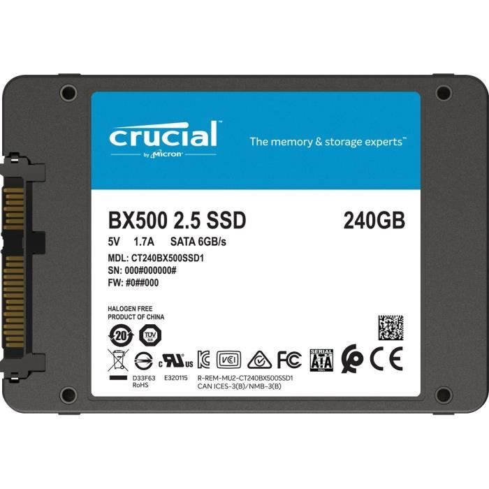CRUCIAL - Internal SSD Disk - BX500 - 240GB - 2.5 (CT240BX500SSD1)