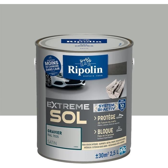 RIPOLIN Interior & Exterior Floor Paint - Gravel Ral 7035 Satin, 2,5L
