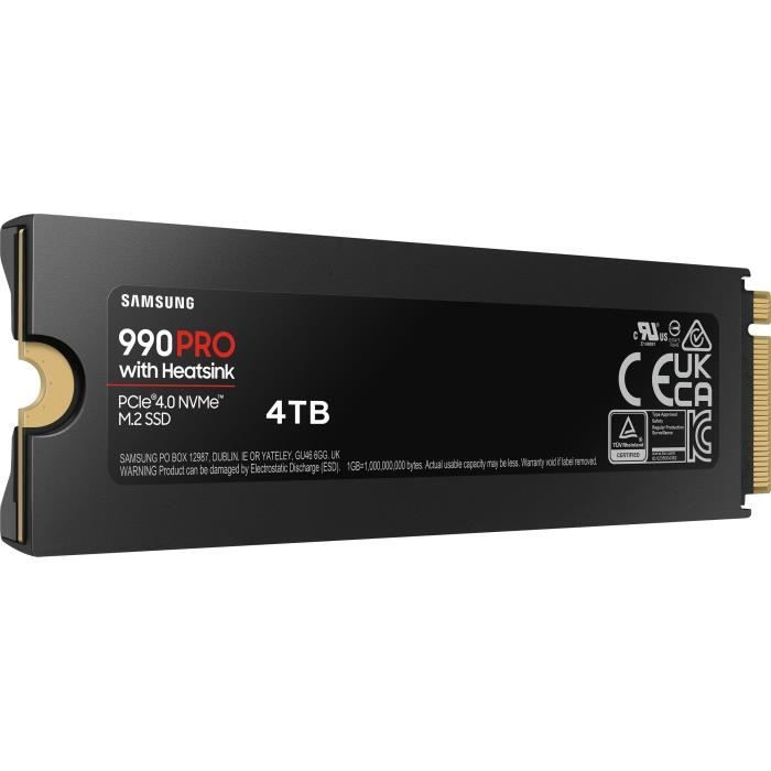 SAMSUNG - 990 PRO - Internal SSD - 4 TB - With heatsink - PCIe 4.0 - NVMe 2.0 - M2 2280 - Up to 7450 MB/s (MZ-V9P4T0GW)