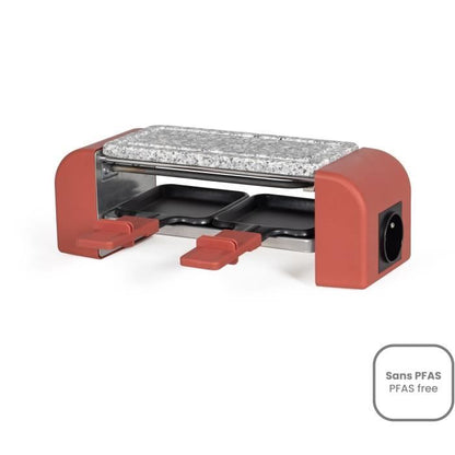 Connectable 2-person raclette - LIVOO - DOC310R - 450W - 2 people - Automatic thermostat - 2 wooden spatulas and 2 fondue pots