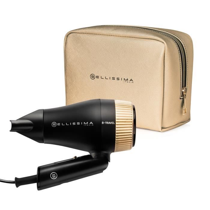 Hair Dryer - Bellissima - Compact Travel For All Hair Types - Folding Handle - 2 Combinations & Travel Case - 1400W