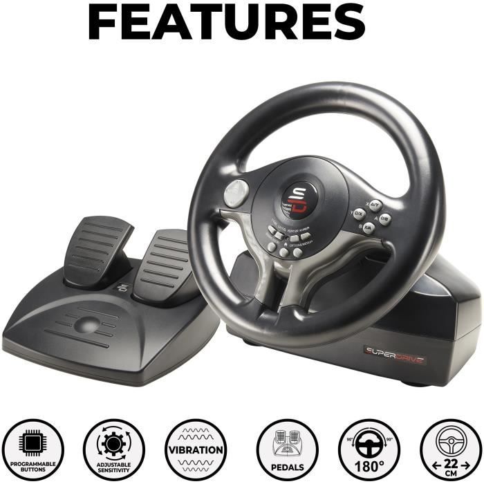 Steering Wheel Driving Wheel - SUBSONIC - Compatible Switch, PS4, Xbox One, PC