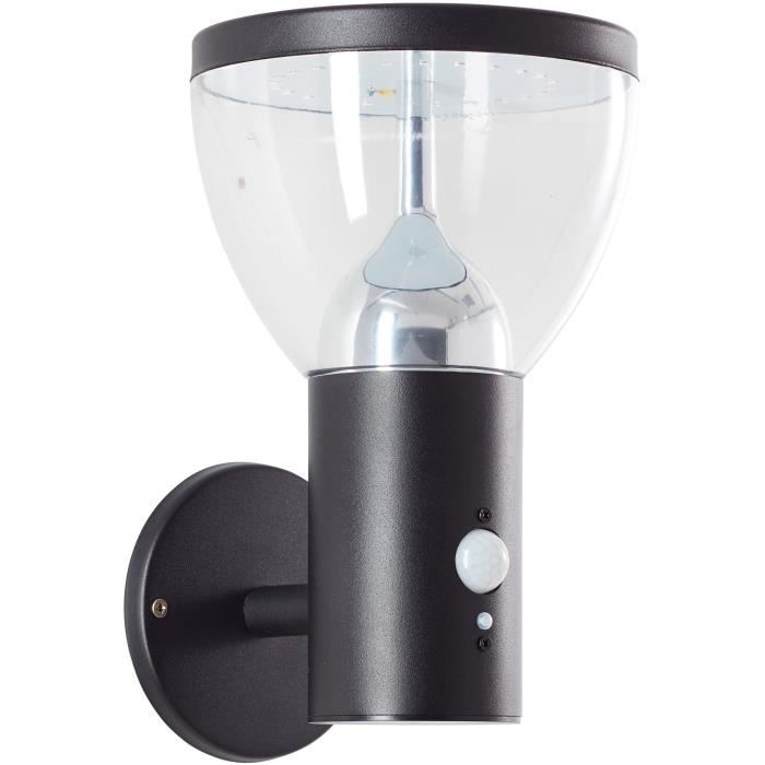 Outdoor wall light - BRILLIANT - TULIP - LED and solar - Motion detector - Stainless steel and plastic - 4 W - Black