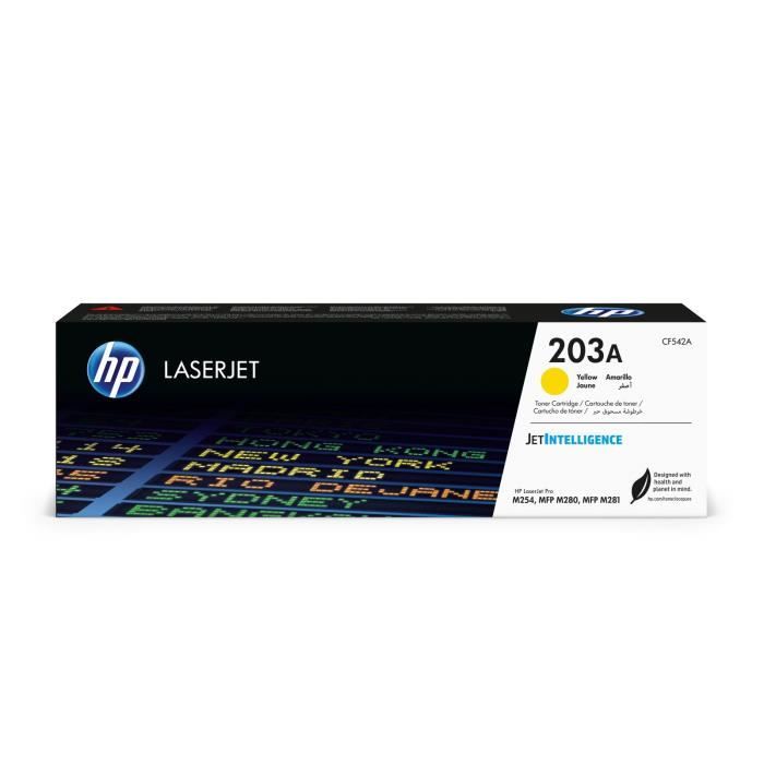 HP 203A Genuine Yellow LaserJet Toner (CF542A) for HP Color LaserJet Pro M254 / M280 / M281