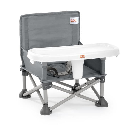 BRIGHT STARTS Compact Folding Booster Seat - Pop 'N Sit, Removable Tray, Ultra Compact, Carry Bag Included