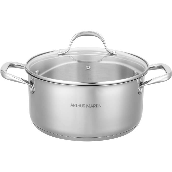 AM3549 Arthur Martin Stockpot 24 cm with lid  Stainless Steel  All heat sources including induction