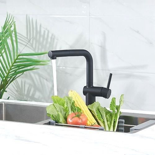 Edouard Rousseau - SQUARE Sink Mixer - Pull-out Spray - Black