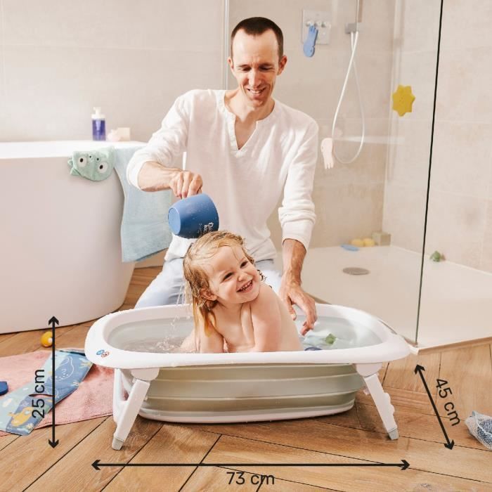 BADABULLE Foldable bathtub, 35L, super compact, heat indicator drain plug, fun design