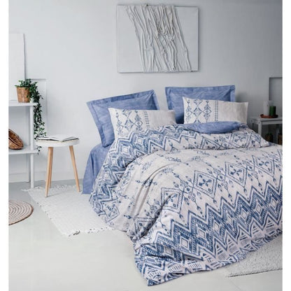Bedding set - 1 duvet cover 220 x 240 cm + 2 pillowcases 60 x 60 cm - 100% cotton - Blue