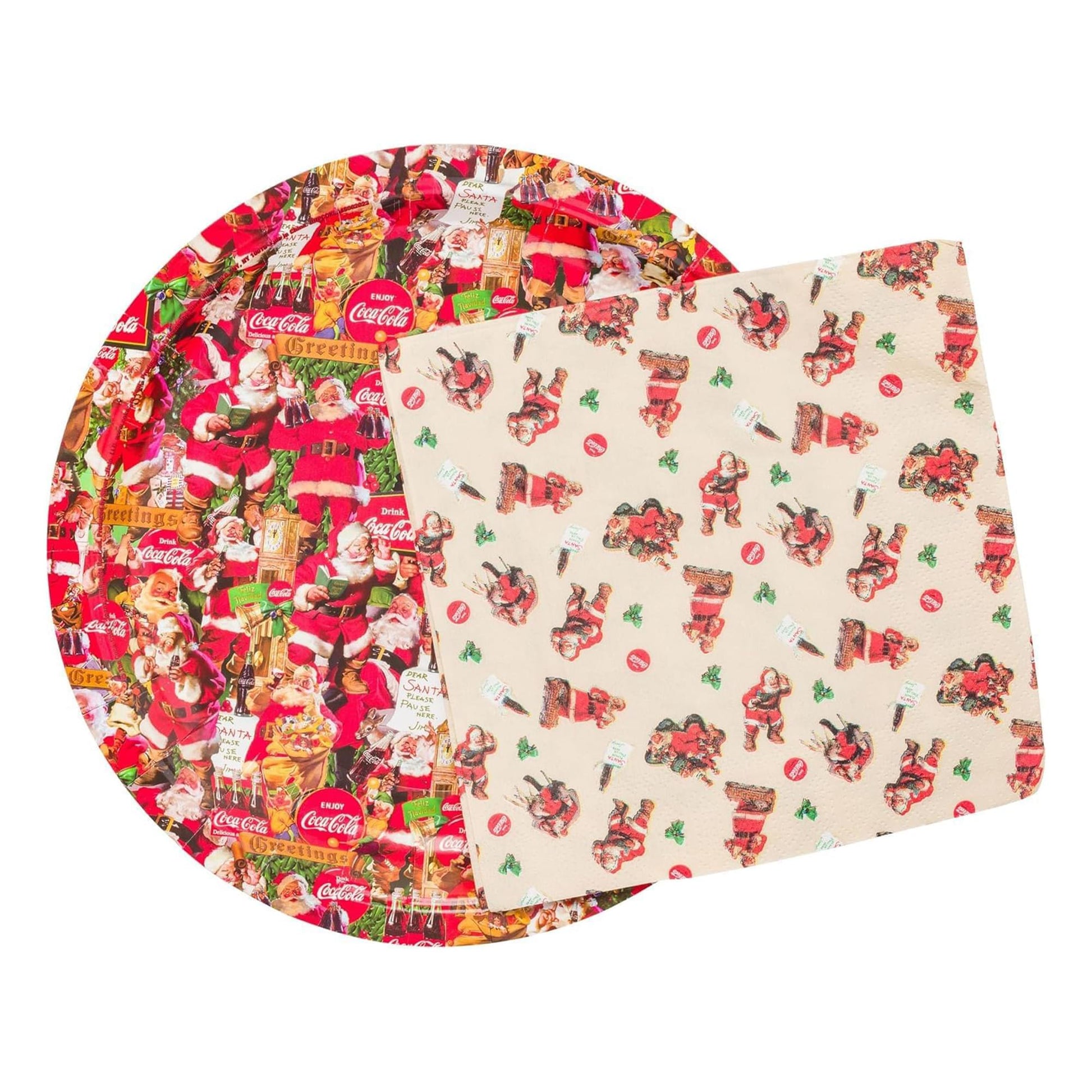 Coca Cola Santa 32-Piece Paper Napkin And Plate Party Pack