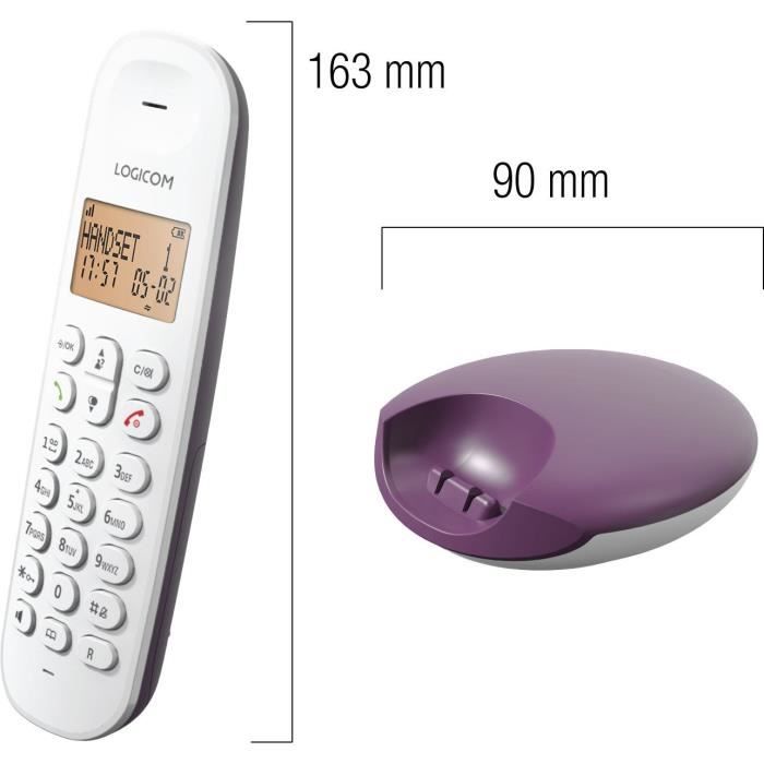 Cordless landline telephone - LOGICOM - DECT ILOA 150 SOLO - Aubergine - Without answering machine