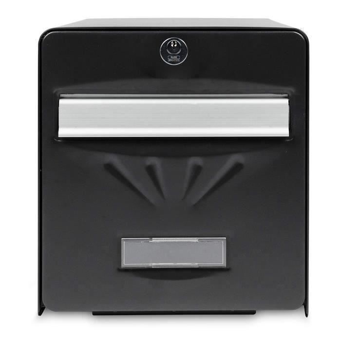 BURG WACHTER Galvanized Seaside Letterbox - Glass Back Door - Black