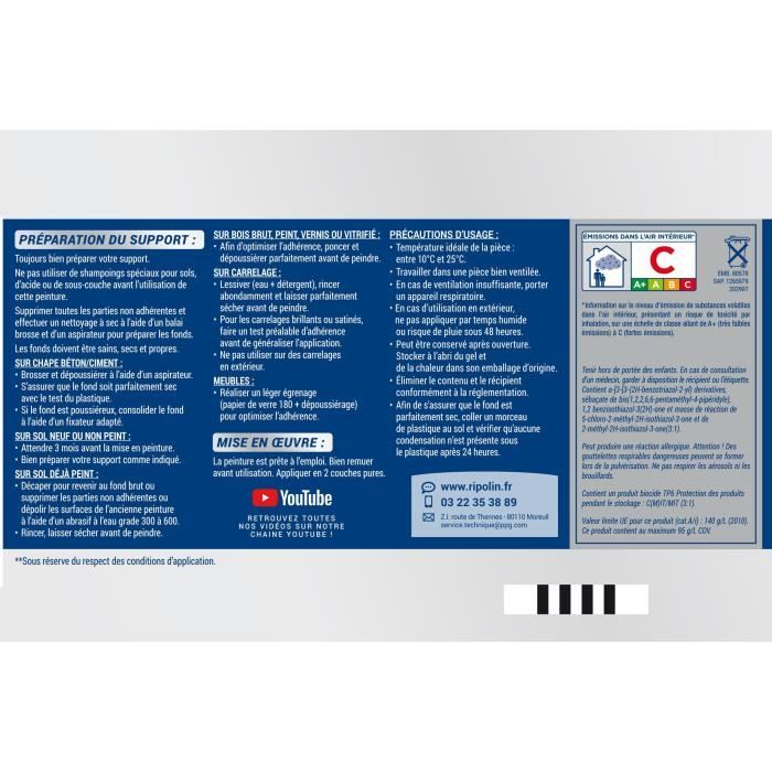 RIPOLIN Interior & Exterior Floor Paint - Gravel Ral 7035 Satin, 2,5L