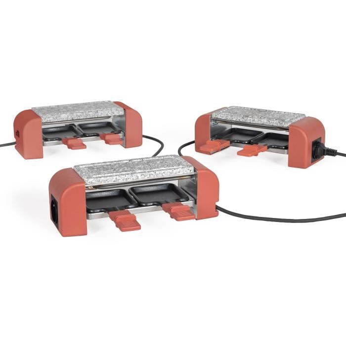 Connectable 2-person raclette - LIVOO - DOC310R - 450W - 2 people - Automatic thermostat - 2 wooden spatulas and 2 fondue pots