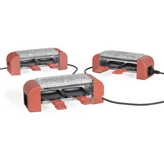 Connectable 2-person raclette - LIVOO - DOC310R - 450W - 2 people - Automatic thermostat - 2 wooden spatulas and 2 fondue pots