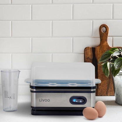 Egg cooker - LIVOO - DOC290 - 400W - 6 eggs - Stainless steel - Keep warm - Egg holder, lid and measuring cup