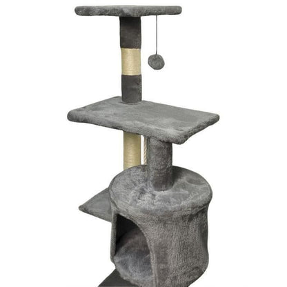 PALOMA Dark grey cat tree 40 x 40 x 114cm - 3 platforms, 1 rope, 1 niche, scratching posts