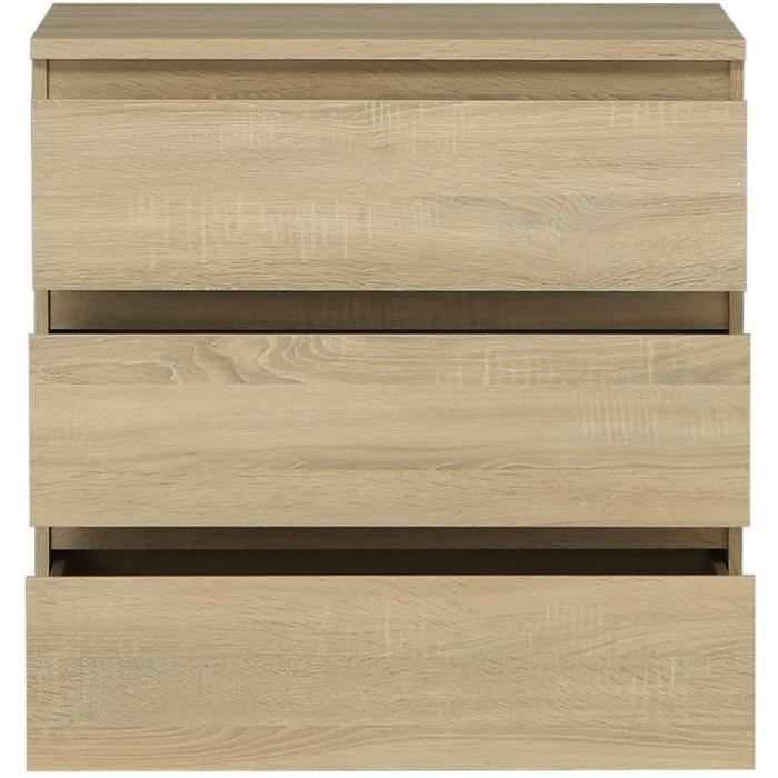 Chelsea 3 -drawer dresser - Chene color - L 77.2 x D 42 x H 79.9 cm