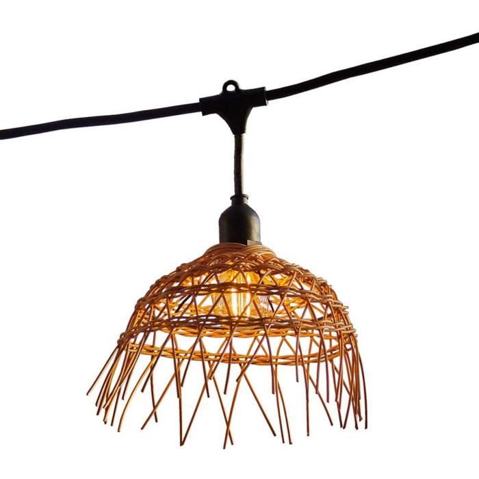 String lights - LUMISKY - Hawaii Light - Connectable - Outdoor - Polyrattan lampshade - 10 E27 LED filament bulbs