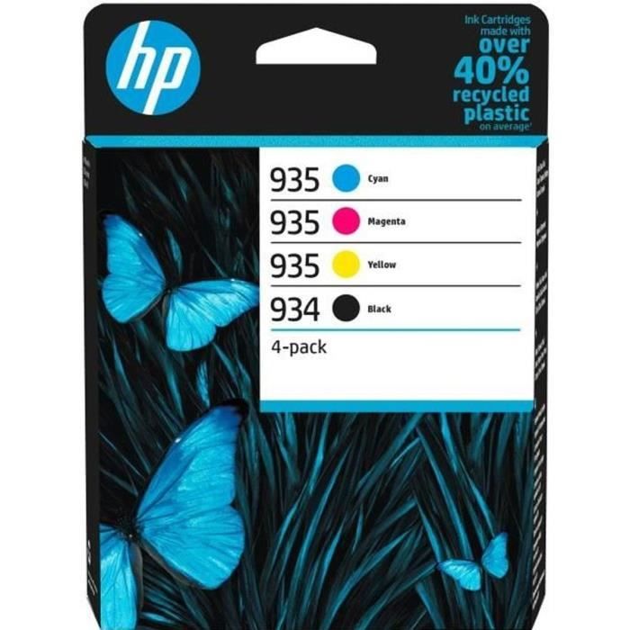 HP 934/935 4-Pack Original Ink Cartridges, Black / Cyan / Magenta / Yellow (6ZC72AE) for HP OfficeJet Pro 6200 Printers