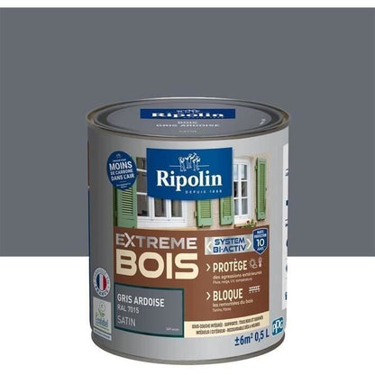 RIPOLIN Satin Wood Paint High Protection 10 years which Protects and Magnifies your Wood - Slate gray