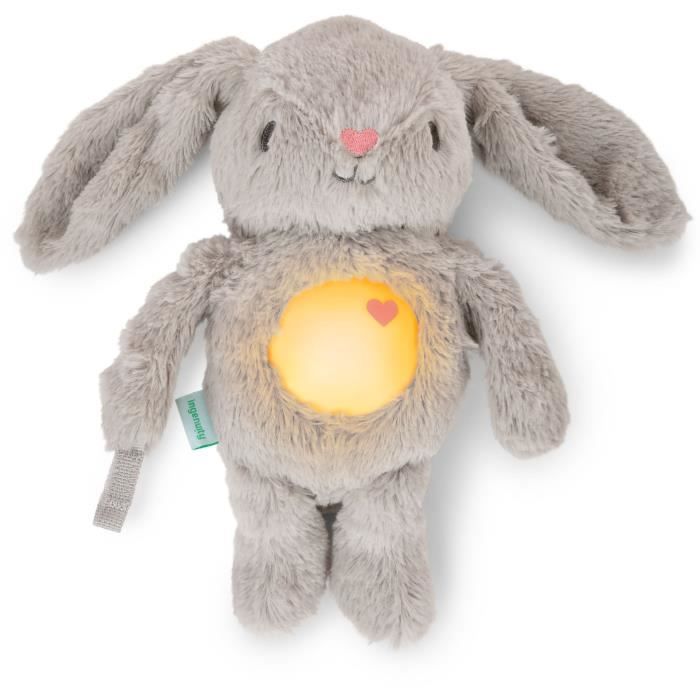 INGENUITY Baby Night Light, Rabbit Comforter, Sylvie Plush, Responds to Baby's Cries, Musical, Luminous, White Noise, and Pacifier Clip