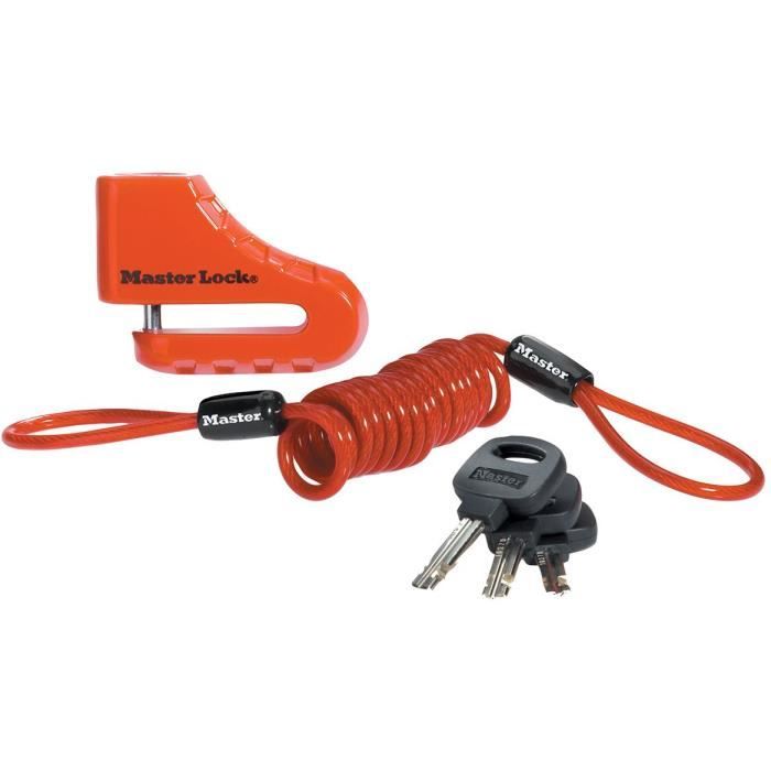 Master Lock 8303EURDPS Motorcycle Anti-Theft Device - Red Disc Lock 80mm