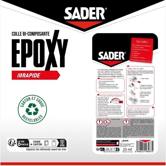 SADER Rapid Bi-Component Epoxy Glue Syringe - 30 ml