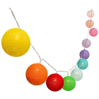 Solar light garland - LUMISKY - MIMY COLORS SOLAR - 3.80 m - Cotton balls - 10 bulbs - Warm white LED