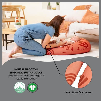 Babymoov B.Love maternity cushion & breastfeeding with ultra -thin microbead filling - Made in Europe, Terracotta