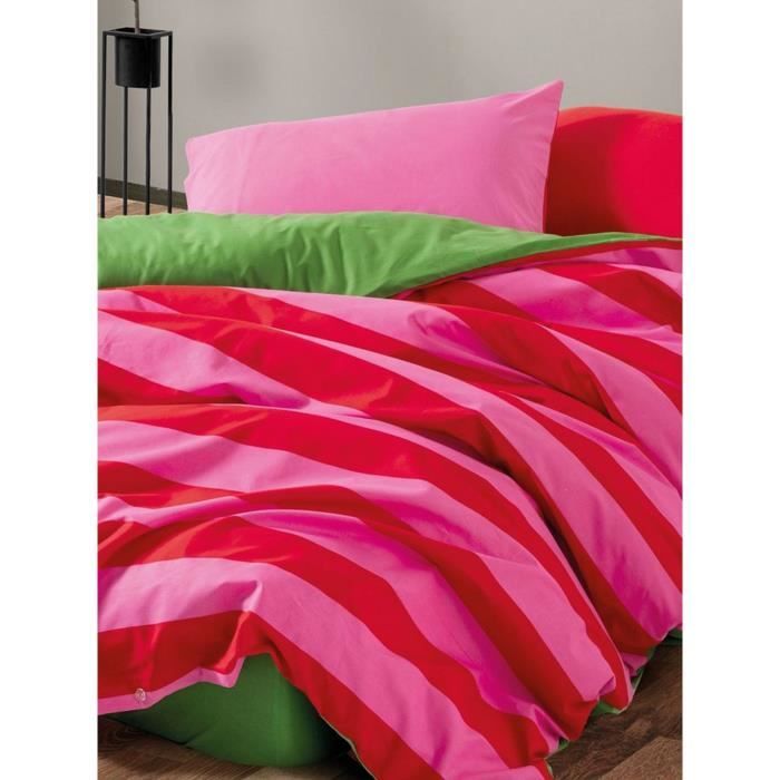 Bedding set - 1 duvet cover 220 x 240 cm + 2 pillowcases 60 x 60 cm - 100% cotton - Pink