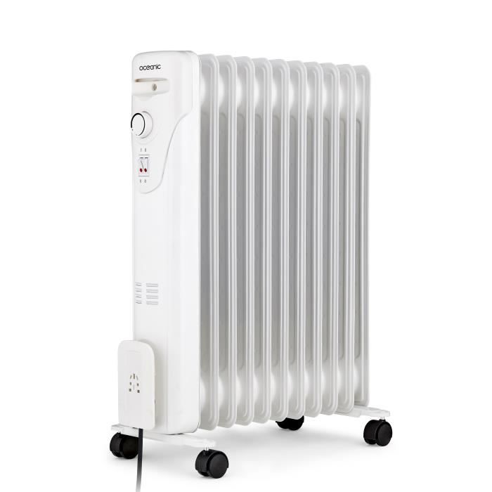 Electric radiator oil bath 2500W Oceanic - 3 powers - 11 elements - White - Mobile
