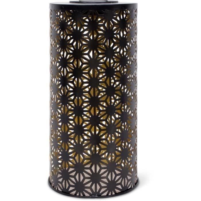 Solar lamp - GARDEN ID Column - Gold-Black Ø15 H30 cm - 6 to 8 hours of light - On/off button - AAA rechargeable battery.