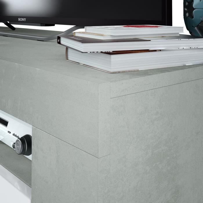 AMBIT 2 Door TV Stand - Contemporary Style - Gray and White - L 120 cm